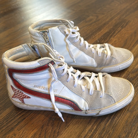 Golden Goose Deluxe Brand White High-Top Sneakers - Picture 2 of 6